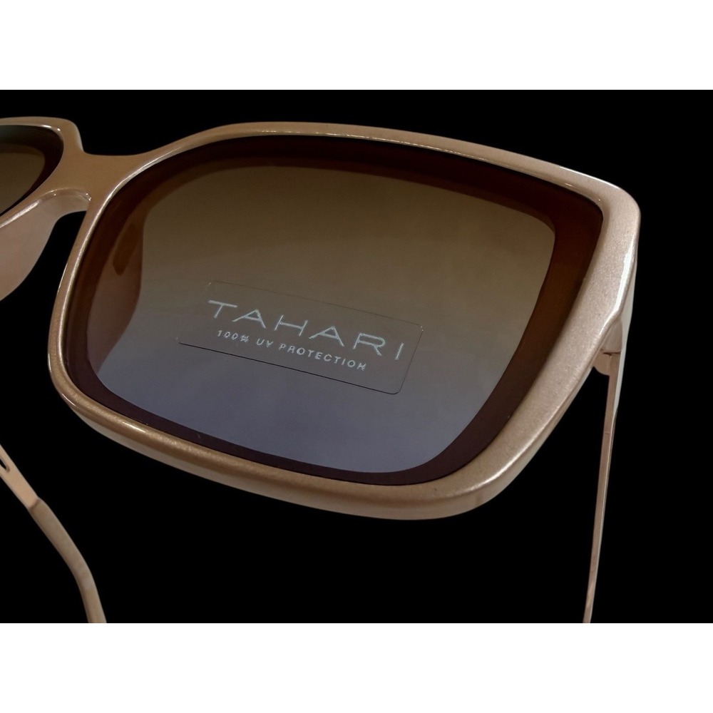 Tahari Women's Rose Pink Square Sunglasses 100% UV Brown Gradient Lenses